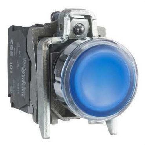 Schneider Electric - Pulsador luminoso rasante diámetro 22 230-240V azul embellecedor metálico