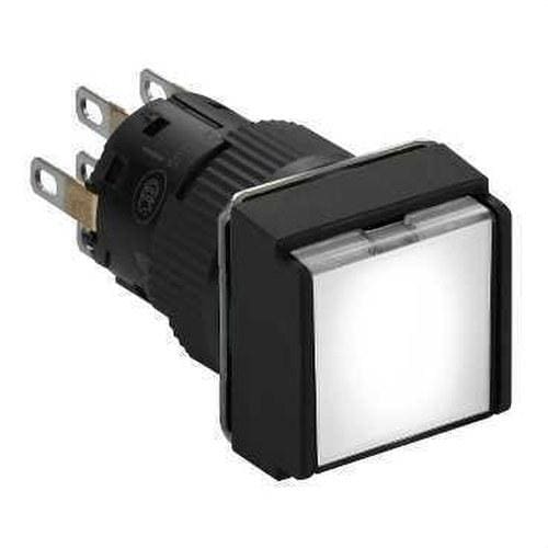 Schneider Electric - Pulsador cuadrado enclavamiento luminoso blanco 24V 2 NA/NC