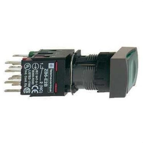 Schneider Electric - Pulsador luminoso rasante enganche NA/NC verde rectangular
