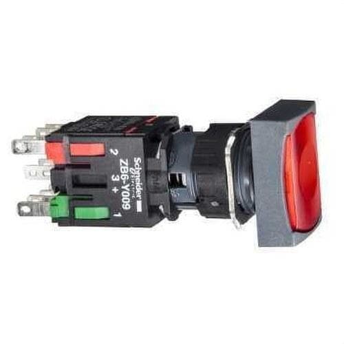 Schneider Electric - Pulsador luminoso 16 rasante impulsor NA/NC rojo rectangular