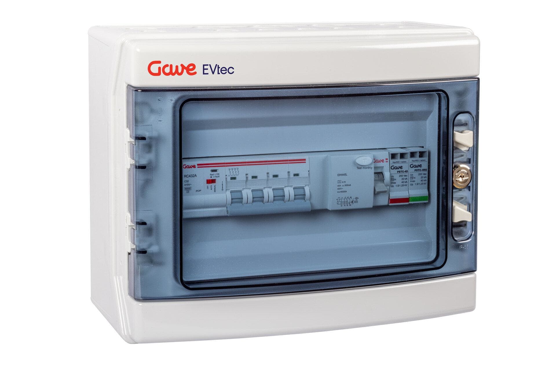 GAVE - CAJA MODULAR PROTECCION RECARGA VE 3P+N 32A CON REARME AUTOMATICO, PROTECTOR SOBRETENSION PERMANENTE Y TRANSITORIA