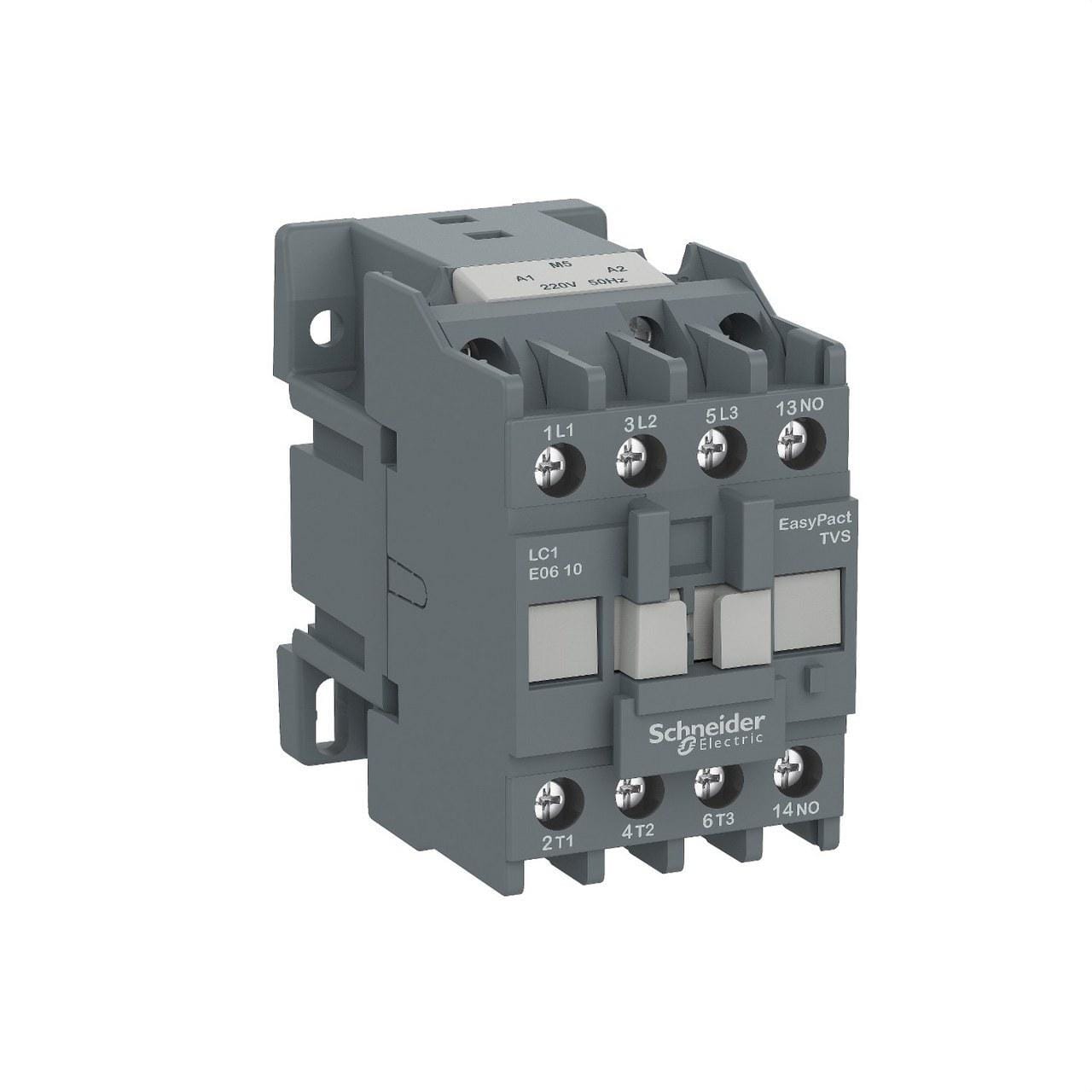 Schneider Electric - Contactor, Easy TeSys Control, LC1E, 3P(3NO), AC-3/AC-3e, ≤440 V, 18 A, bobina 220 V CA 50 Hz, 1 contacto auxiliar NO