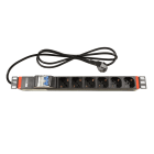 TELEVES - REGLETA 6 ENCHUFES SCHUKO 16A PARA RACK 19" Y DISYUNTOR MAGNETOTÉRMICO