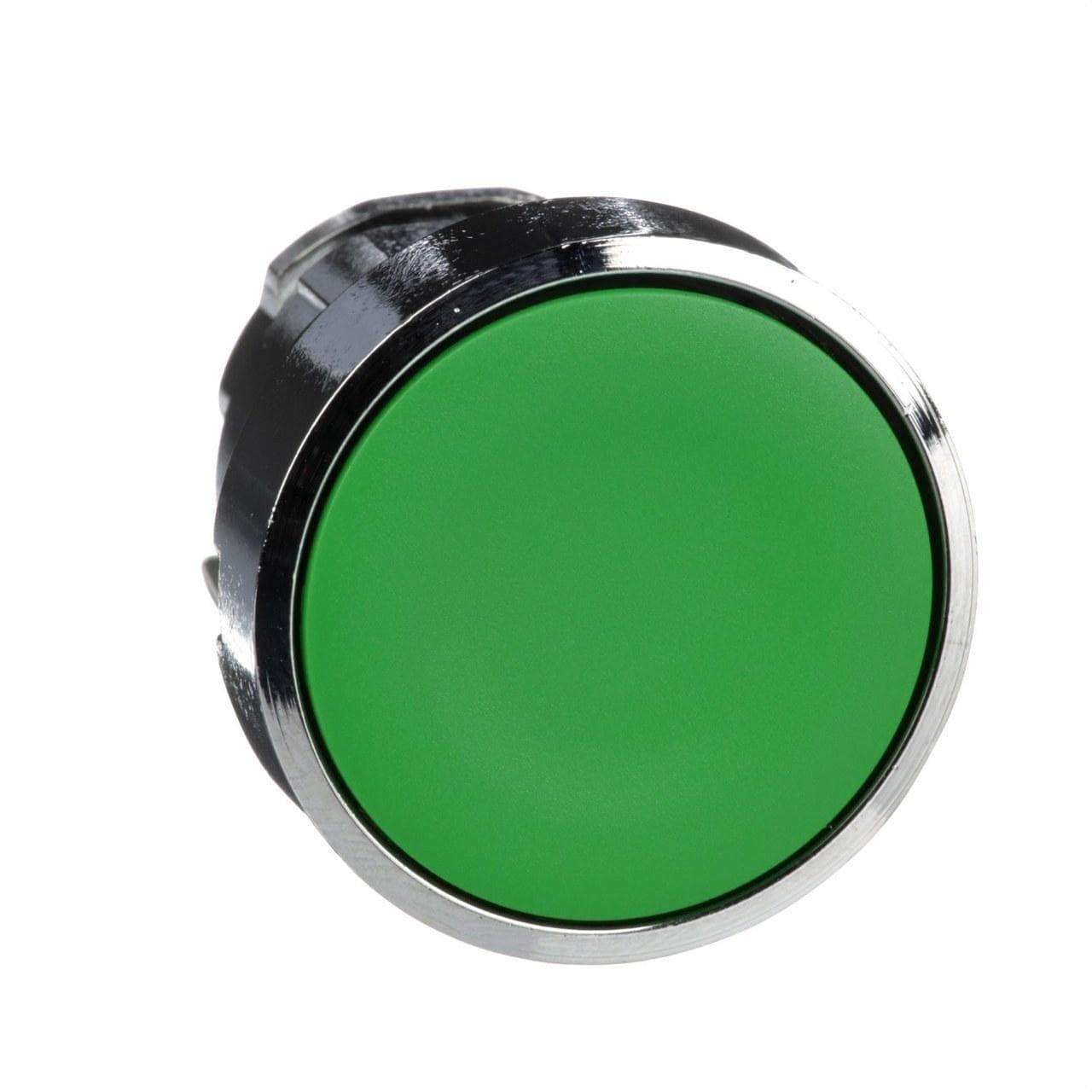 Schneider Electric - Cabeza pulsador diámetro 22 rasante sin placa verde embellecedor metálico