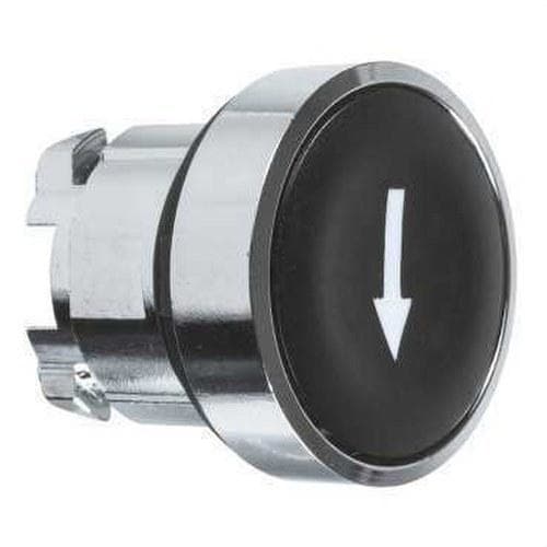 Schneider Electric - Cabeza pulsador diámetro 22 rasante negro flecha blanco embellecedor metálico