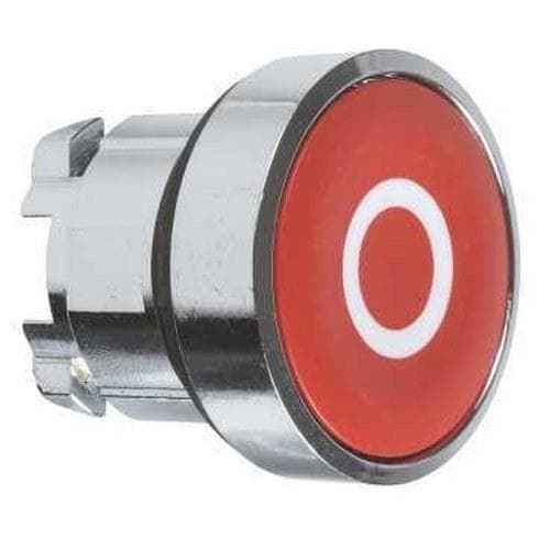 Schneider Electric - Cabeza pulsador diámetro 22 rasante rojo "O" blanco embellecedor metálico