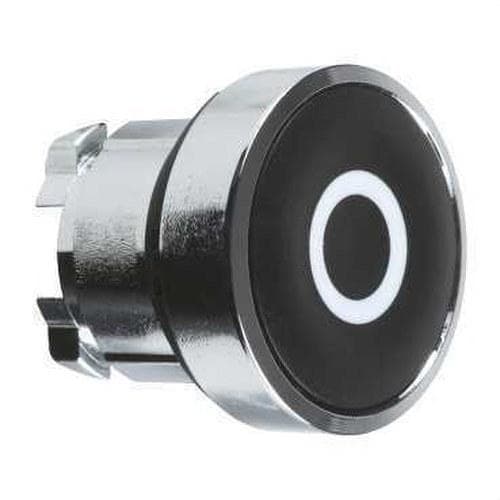 Schneider Electric - Cabeza pulsador diámetro 22 rasante negro "O" blanco embellecedor metálico