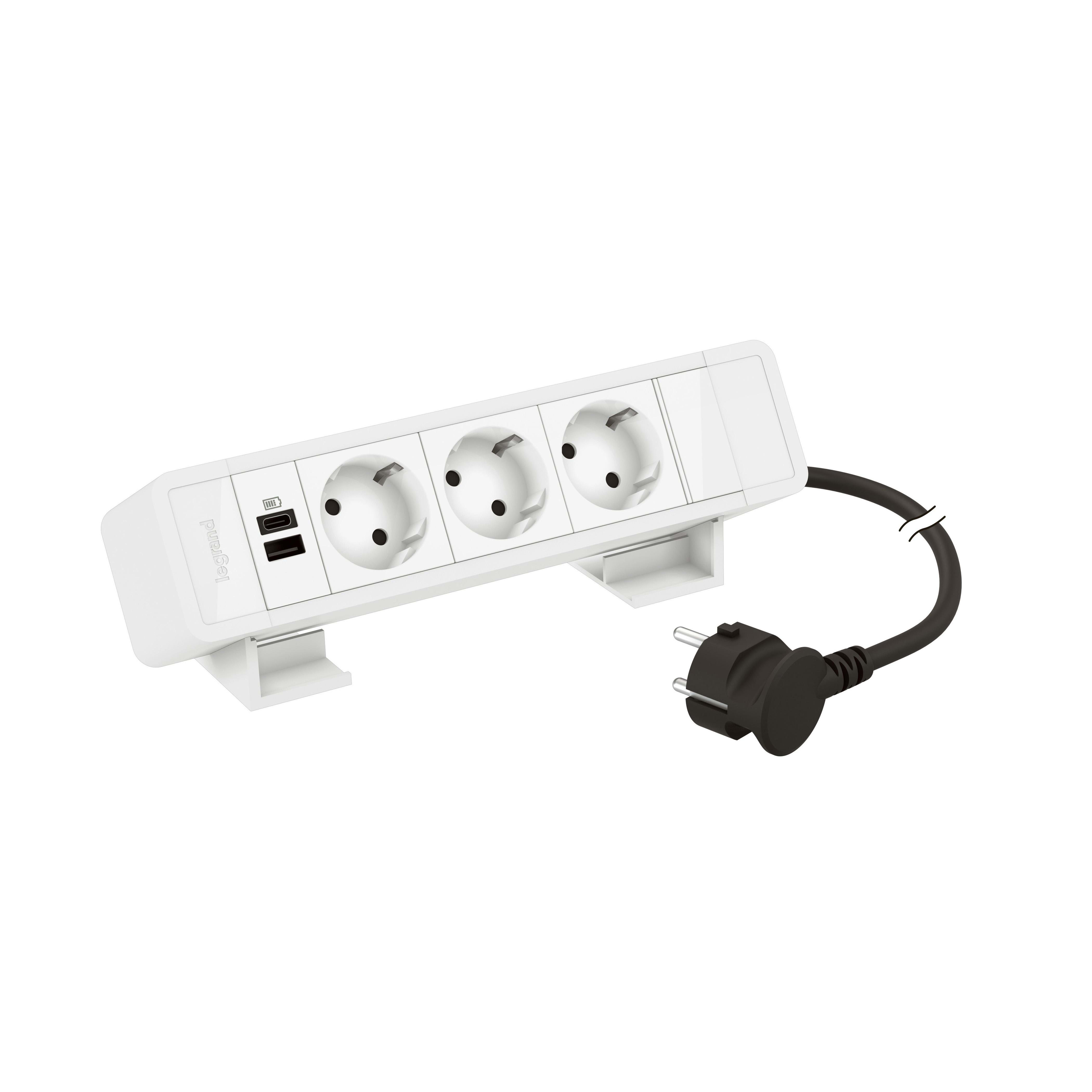 LEGRAND - IN-ONDESK 3X2P+T+USB AC 15W BL