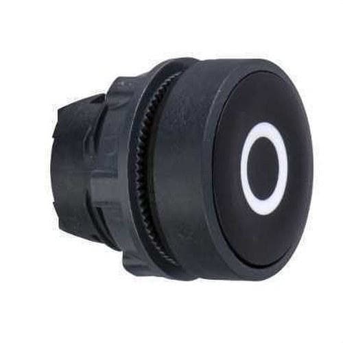 Schneider Electric - Cabeza pulsador diámetro 22 rasante negro "O" blanco embellecedor plástico