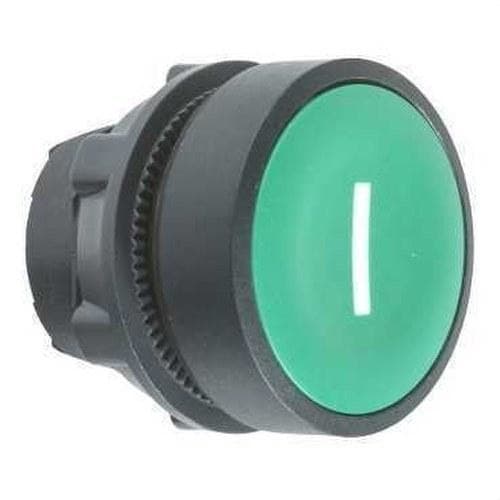 Schneider Electric - Cabeza pulsador diámetro 22 rasante verde "I" blanco embellecedor plástico
