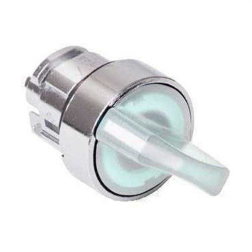 Schneider Electric - Cabeza selector diámetro 22 con 2 fijas maneta larga blanca embellecedor metálico