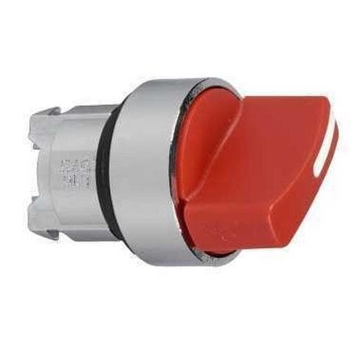 Schneider Electric - Cabeza selector diámetro 22 con 2 fijas maneta larga roja embellecedor metálico