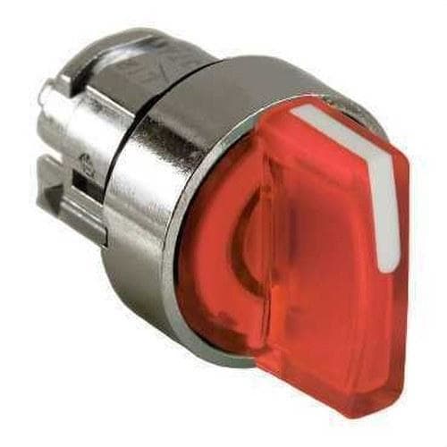 Schneider Electric - Cabeza selector diámetro 22 con 3 vuelta contacto maneta larga roja embellecedor metálico