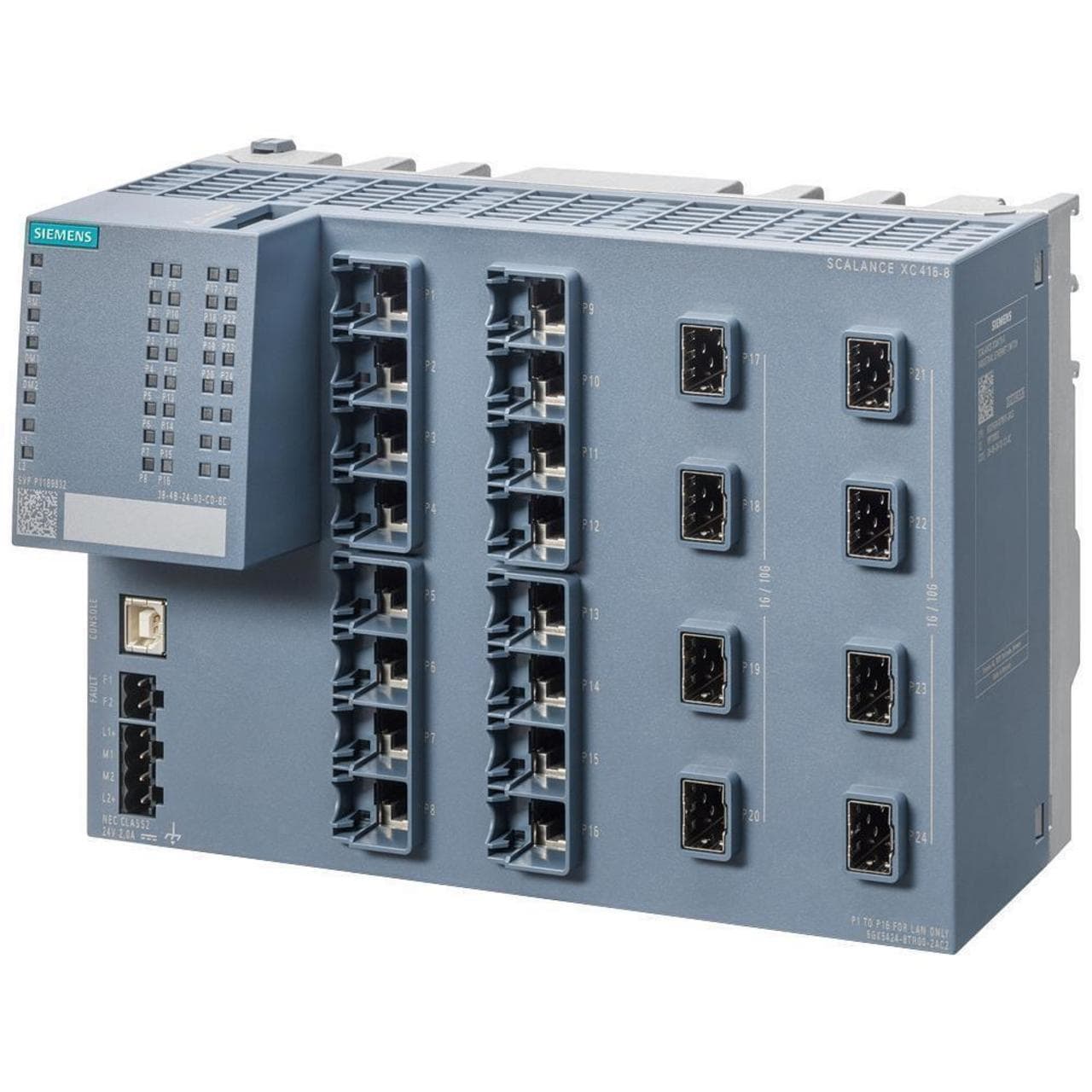SIEMENS - SCALANCE XC416-8 MANAGED LAYER 3 IE SWITCH, 16 RJ45 10/100/1000 MBITS/S, 8 PUERTOS SFP+ 1G/10 GBITS/