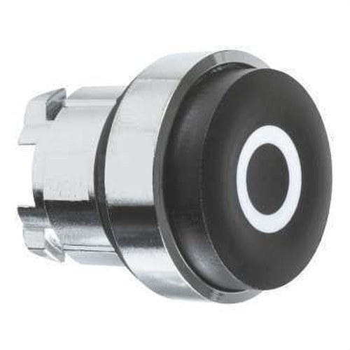 Schneider Electric - Cabeza pulsador diámetro 22 saliente negro "O" blanco embellecedor metálico