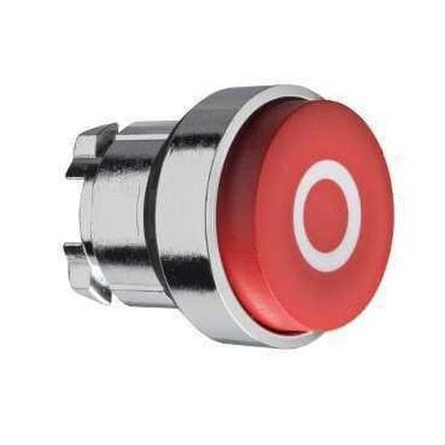 Schneider Electric - Cabeza pulsador diámetro 22 saliente rojo "O" blanco embellecedor metálico