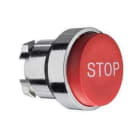 Schneider Electric - Cabeza pulsador diámetro 22 saliente rojo "STOP" blanco embellecedor metálico