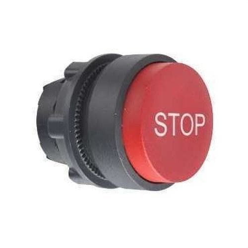 Schneider Electric - Cabeza pulsador diámetro 22 saliente rojo "STOP" blanco embellecedor plástico