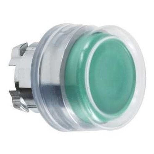 Schneider Electric - Cabeza pulsador diámetro 22 con capuchón transparente verde embellecedor metálico