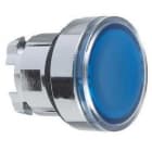 Schneider Electric - Cabeza pulsador diámetro 22 rasante transparente azul embellecedor metálico