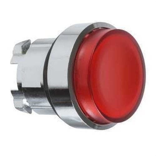 Schneider Electric - Cabeza pulsador luminoso diámetro 22 saliente roja embellecedor metálico
