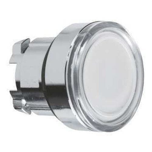 Schneider Electric - Cabeza pulsador luminoso diámetro 22 rasante blanca embellecedor metálico
