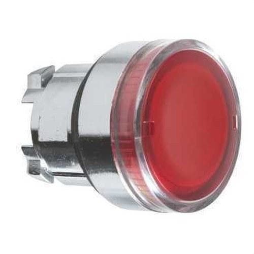 Schneider Electric - Cabeza pulsador luminoso diámetro 22 rasante roja embellecedor metálico