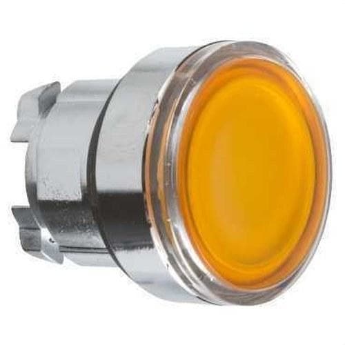 Schneider Electric - Cabeza pulsador luminoso diámetro 22 rasante amarilla embellecedor metálico