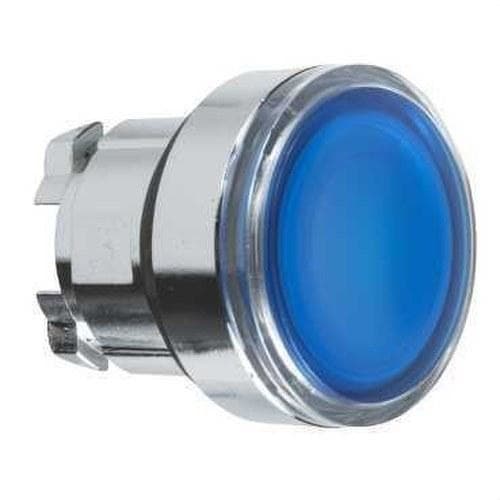 Schneider Electric - Cabeza pulsador luminoso diámetro 22 rasante azul embellecedor metálico