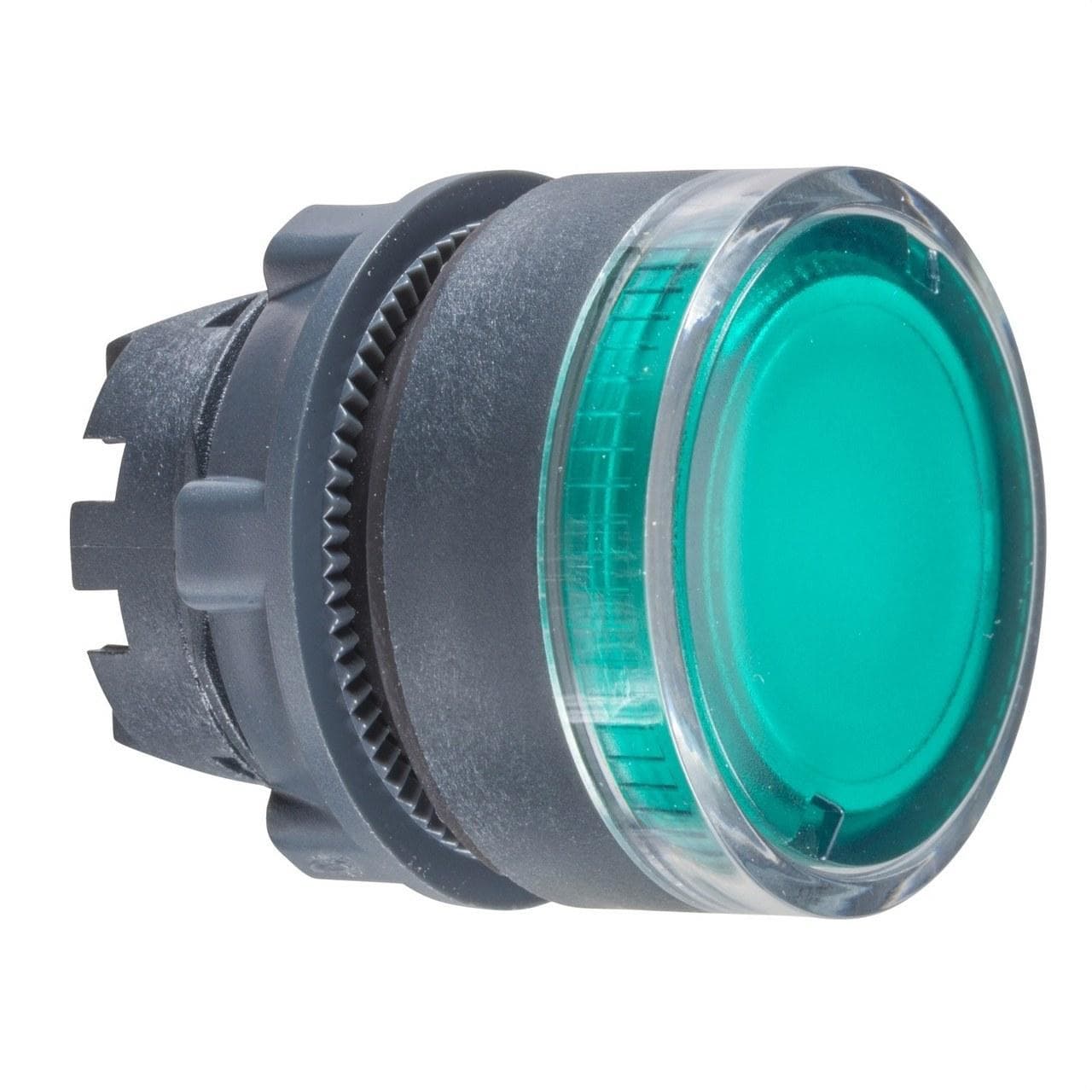 Schneider Electric - Cabeza pulsador luminoso diámetro 22 rasante verde embellecedor plástico