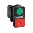 Schneider Electric - Cabeza pulsador doble plástico + piloto blanco / verde / blanco / rojo