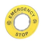 Schneider Electric - Etiqueta marcada diámetro 60 parada de emergencia "EMERGENCY STOP"/logo ISO13850