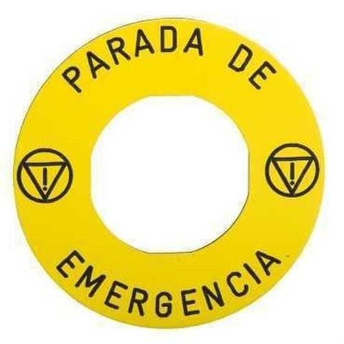 Schneider Electric - Etiqueta amarilla parada de emergencia diámetro 60 para utilizarse con ZBZ3605