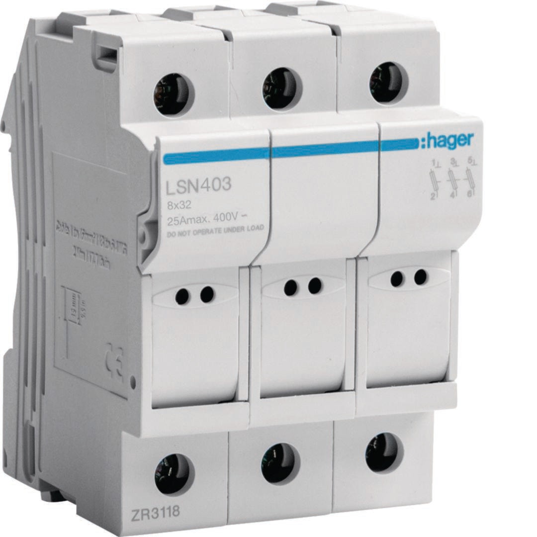 HAGER - PORTAFUS. SECCIONABLE L31 3P 25A 400V