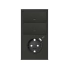 SIMON - KIT FRONT VERTICAL PARA 2 ELEMENTOS CON 2 TECLAS + BASE SCHUKO CON CARGADOR USB C NEGRO MATE SIMON 1