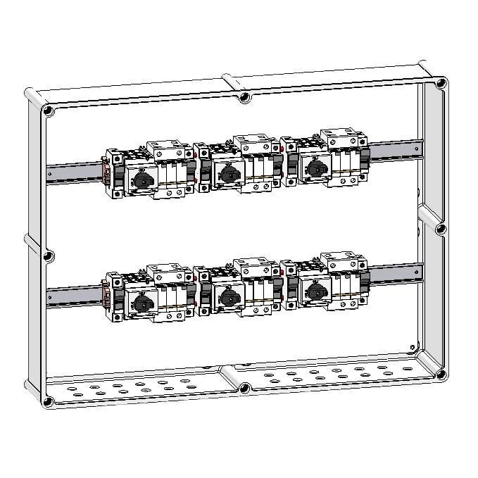 GAVE - CAJA CONEXIÓN 1000VDC 6 MPPT (1 STRING X MPPT) FUS 15A SECCIONADOR 25A + PST-II (6 ENT./6 SAL.)