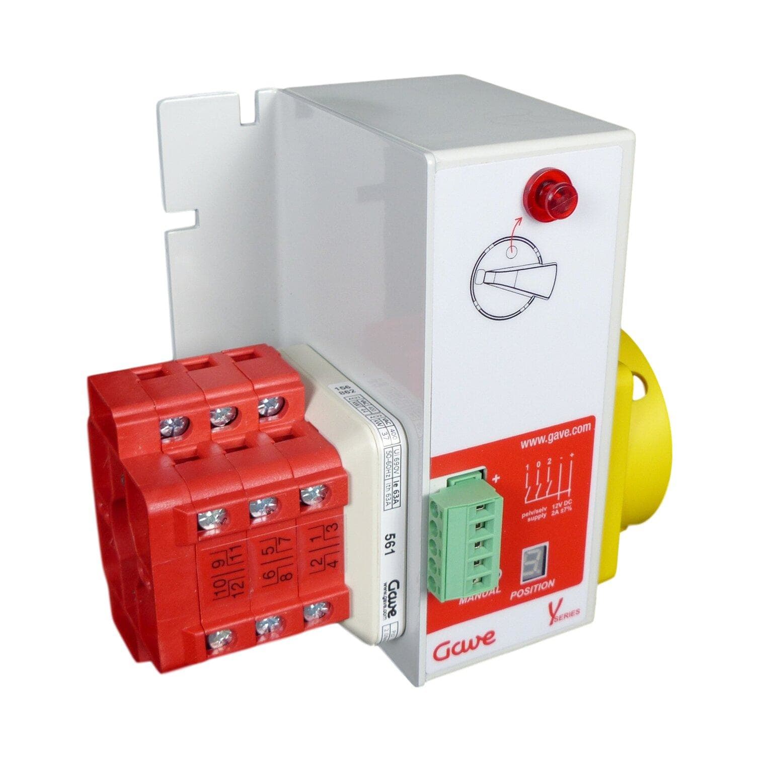GAVE - CONMUTADOR  MOTORIZADO 1-0-2 2P 40A ENTRADA SUPERIOR. 12V DC