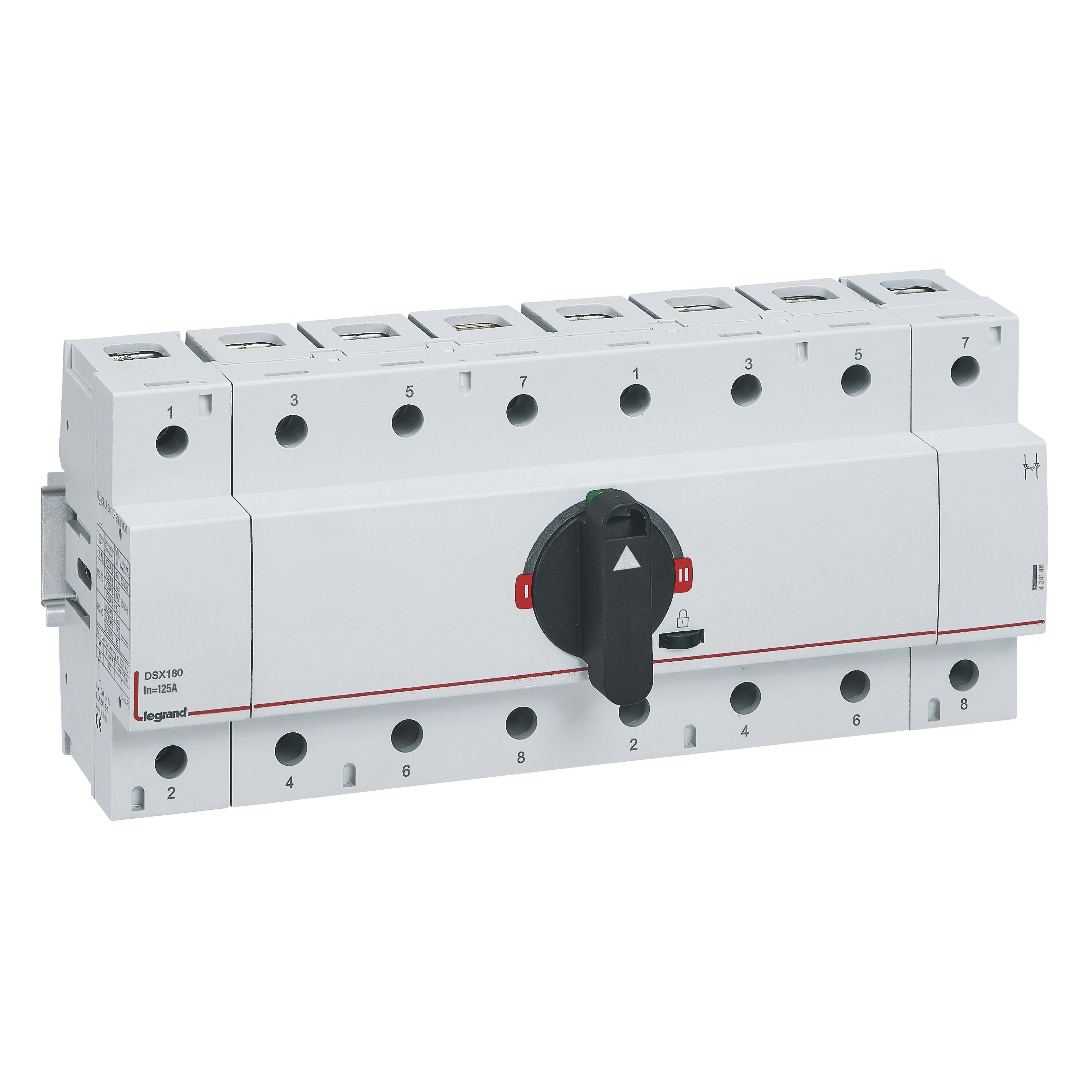 LEGRAND - Conmutador DSX TSE DIN - 125A - 4P - mando directo frontal - maneta negra