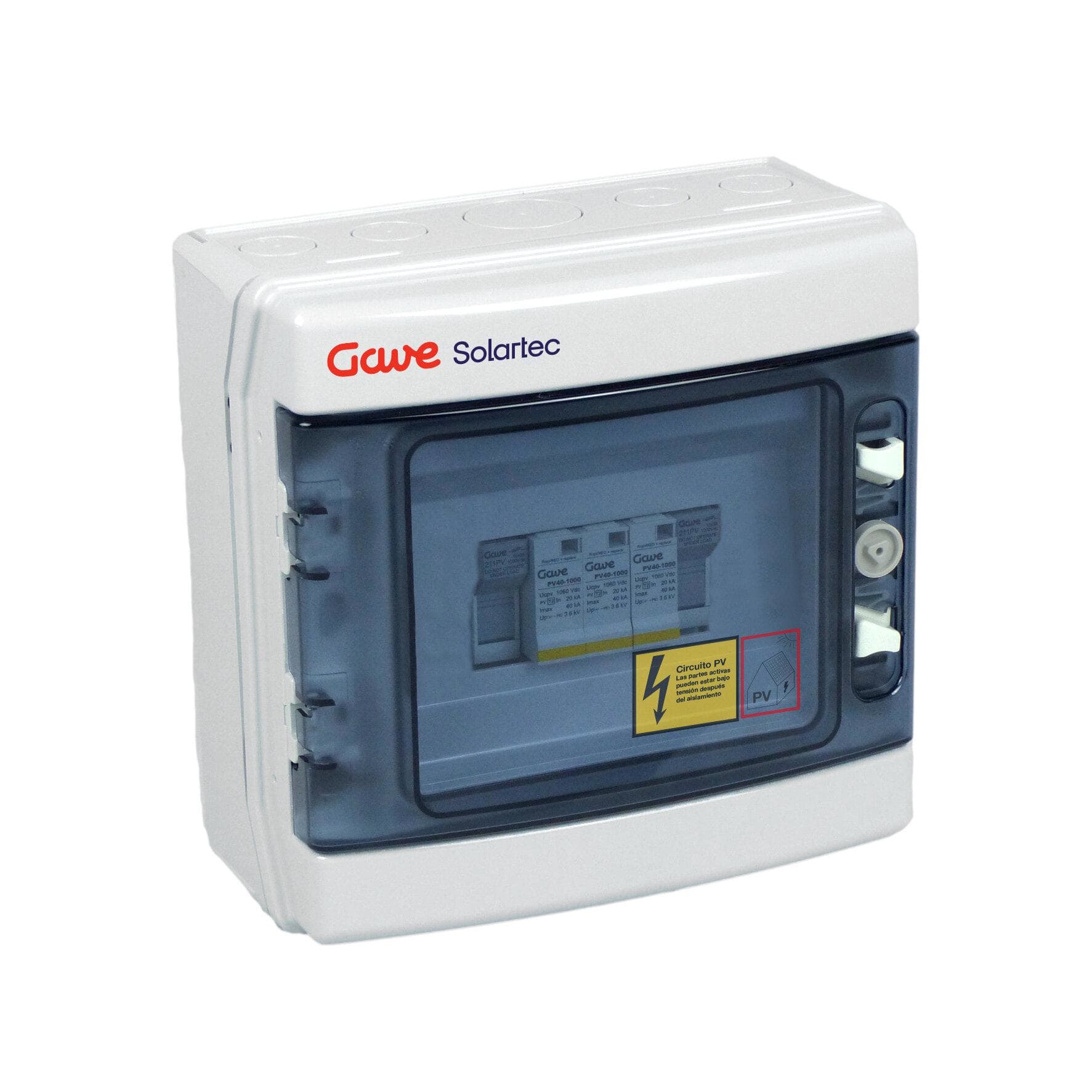 GAVE - CAJA PROTECCIÓN 1000VDC 1 MPPT (1 STRING X MPPT) FUS 12A + PST-II (1 ENT./1 SAL.)