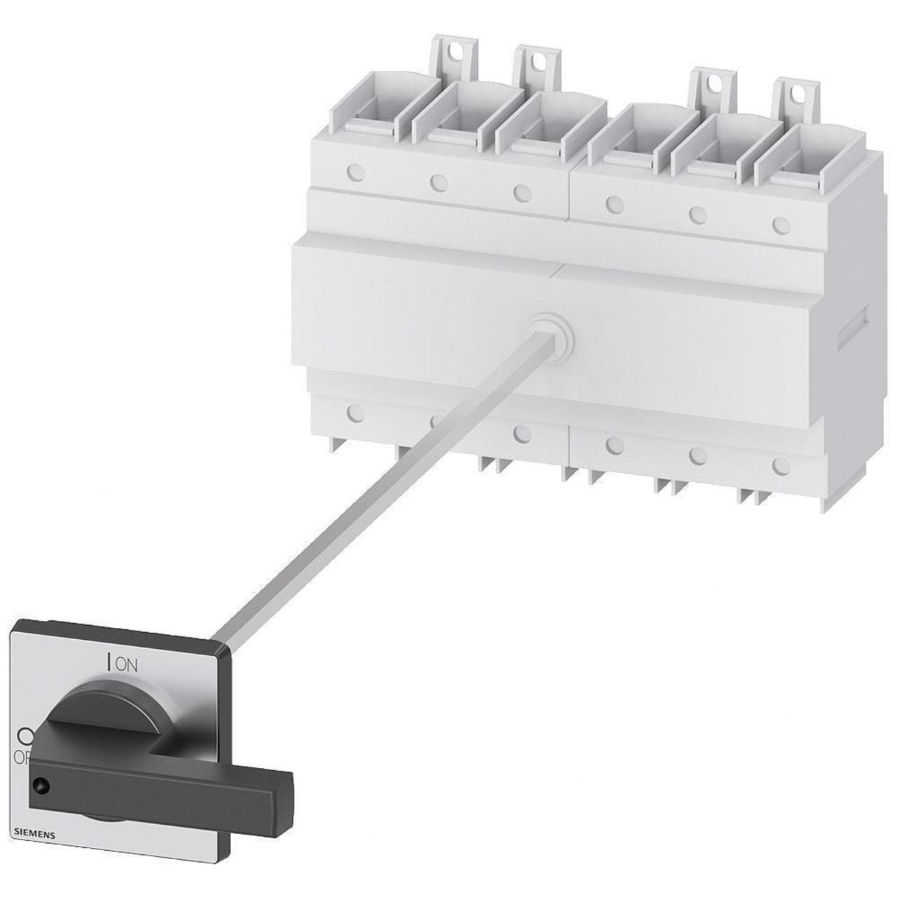 SIEMENS - 3LD2418-3VK11 SENTRON, INTERRUPTOR-SECCIONADOR 3LD, INTERRUPTOR PRINCIPAL, 6 POLOS, IU=250A, POTENCIA DE EMPLEO / CON AC-23 A A 400 V: 132 KW, FIJACIÓN EN BASE CON ACOPLAMIENTO DE PUERTA, ACCIONAMIENTO DE MULETILLA, NEGRO, FIJACIÓN POR 4 TALADROS DE LA MA