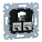 Schneider Electric - Toma de datos, Merten, 2 x RJ45 Cat6A, STP, recta, con marco