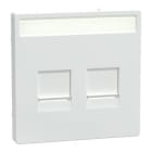 Schneider Electric - carátula, System M, with lid & label for 2 data socket, Blanco Artico
