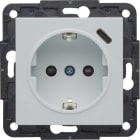 HAGER - Toma SCHUKO con USB-C, lumina, blanco polar