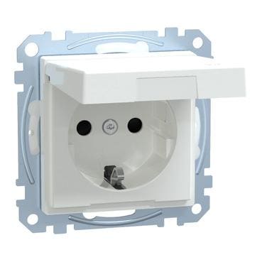 Schneider Electric - Enchufe Schuko, IP44 System M, 2P + E, 16A, Blanco Activo Antibacteriano