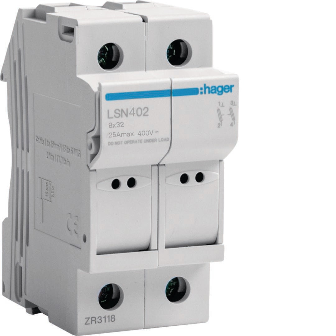 HAGER - Portafus. seccionable L31 2P 25A 400V