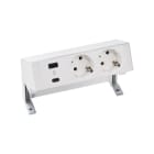 SIMON - Kit de sobremesa SIMON 400 con 1 cargador USB+2 bases de enchufe schuko blanco