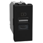 BTICINO - Base cargador doble USB Light Now Tipo A+C - 1 módulo - Dark