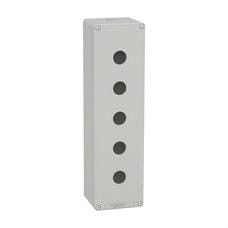 Schneider Electric - Estación de control vacía, Harmony XAP, XB2 SL, aluminio, gris, M32, 5 cortes 22mm, 85x310x77mm
