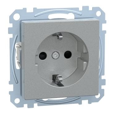 Schneider Electric - Enchufe Schuko, System M, 2P + E, 16A, conexión rápida, Aluminio