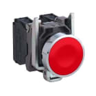 Schneider Electric - Pulsador, Harmony XB4, metal, rasante, rojo, 22 mm, retorno por resorte, sin marcar, 1NO+1NC